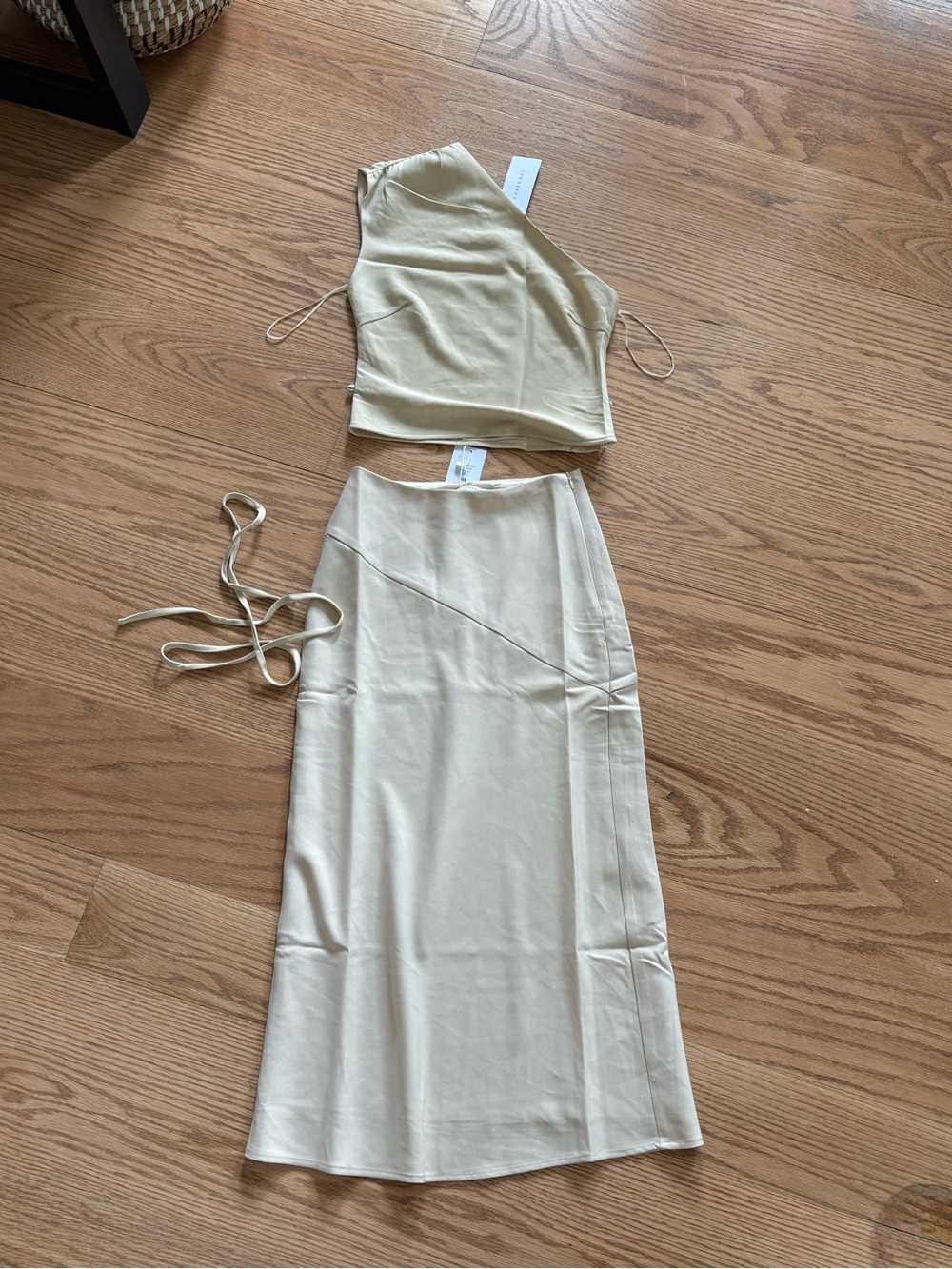 Two-Piece Cream Top & Skirt Set